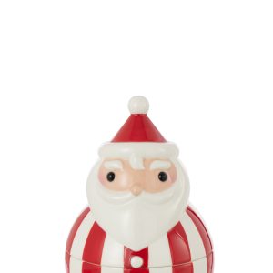 J-Line voorraadpot Sinterklaas Dolomiet – keramiek – kerstrood/wit – l
