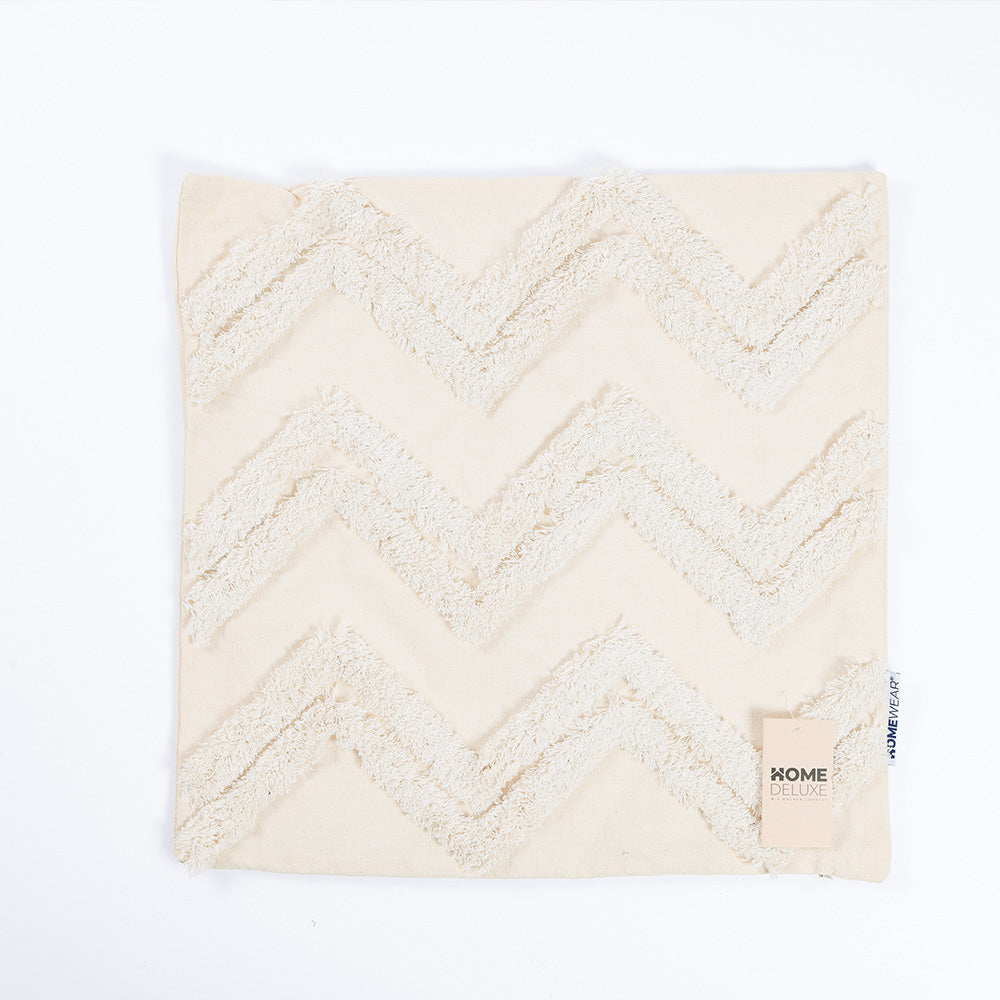 HOME DELUXE Getufte kussenhoes JARA Zigzag - Crème
