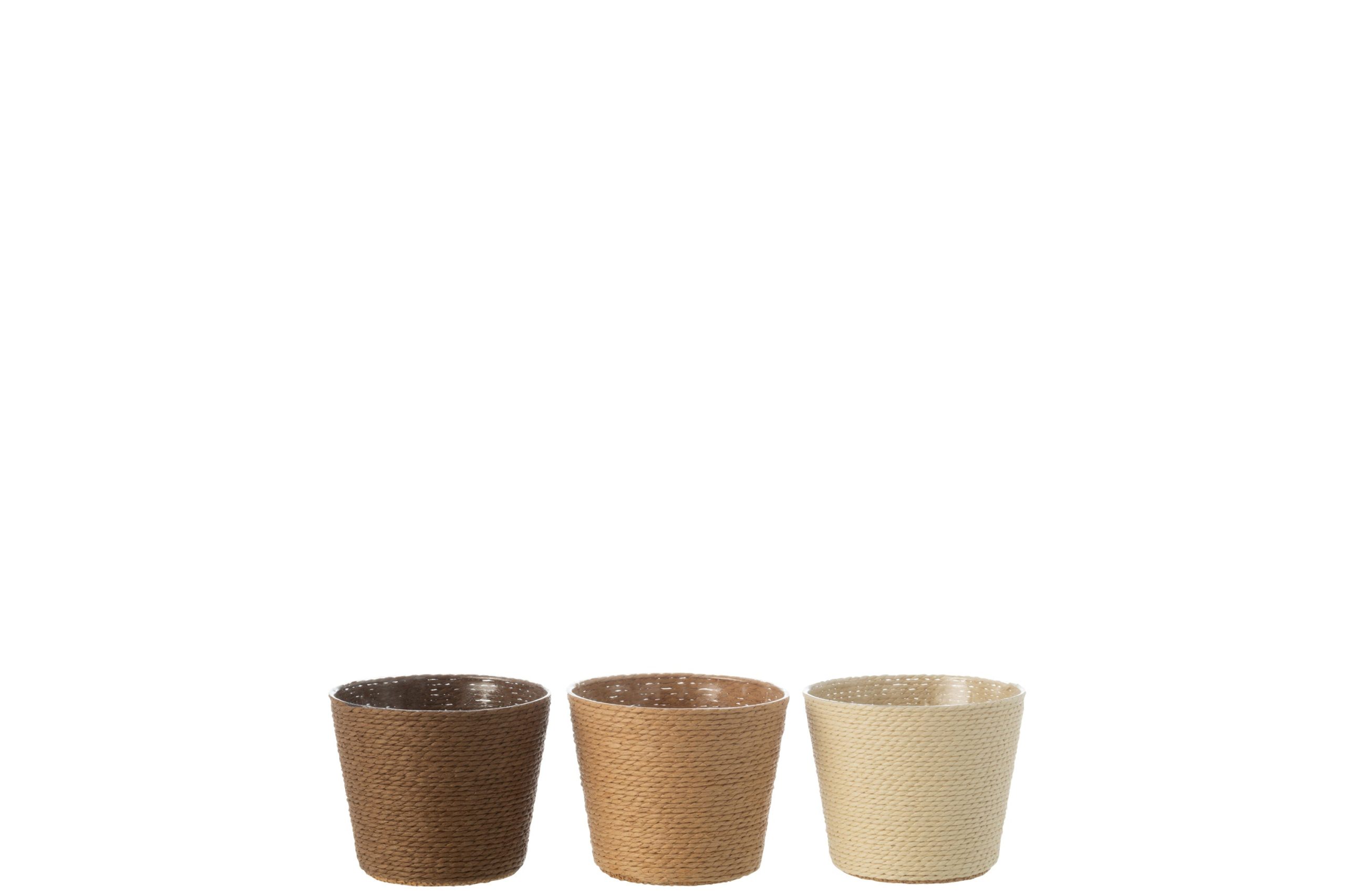 J-Line bloempot Touwtjes - papier - creme/naturel/bruin - extra small