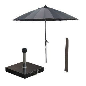 Garden Impressions stokparasol Manilla donker grijs Ø250 cm met Cosmo Garden Impressions stokparasol Manilla donker grijs Ø250 cm met Cosmo