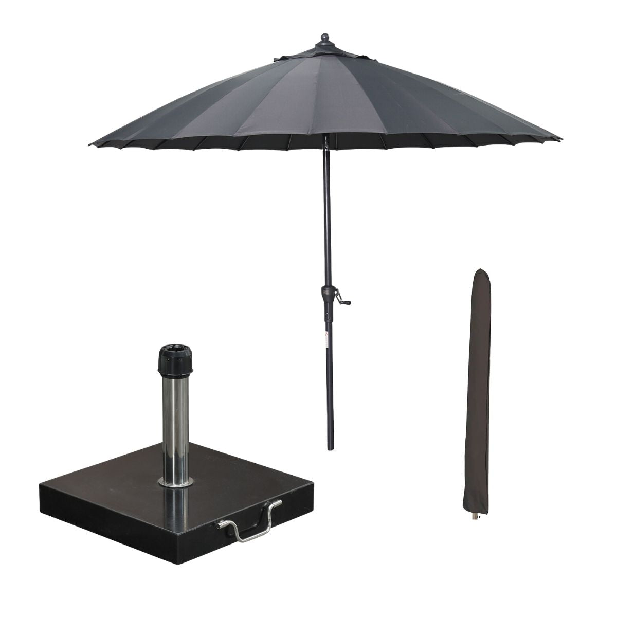 Garden Impressions stokparasol Manilla donker grijs Ø250 cm met Cosmo