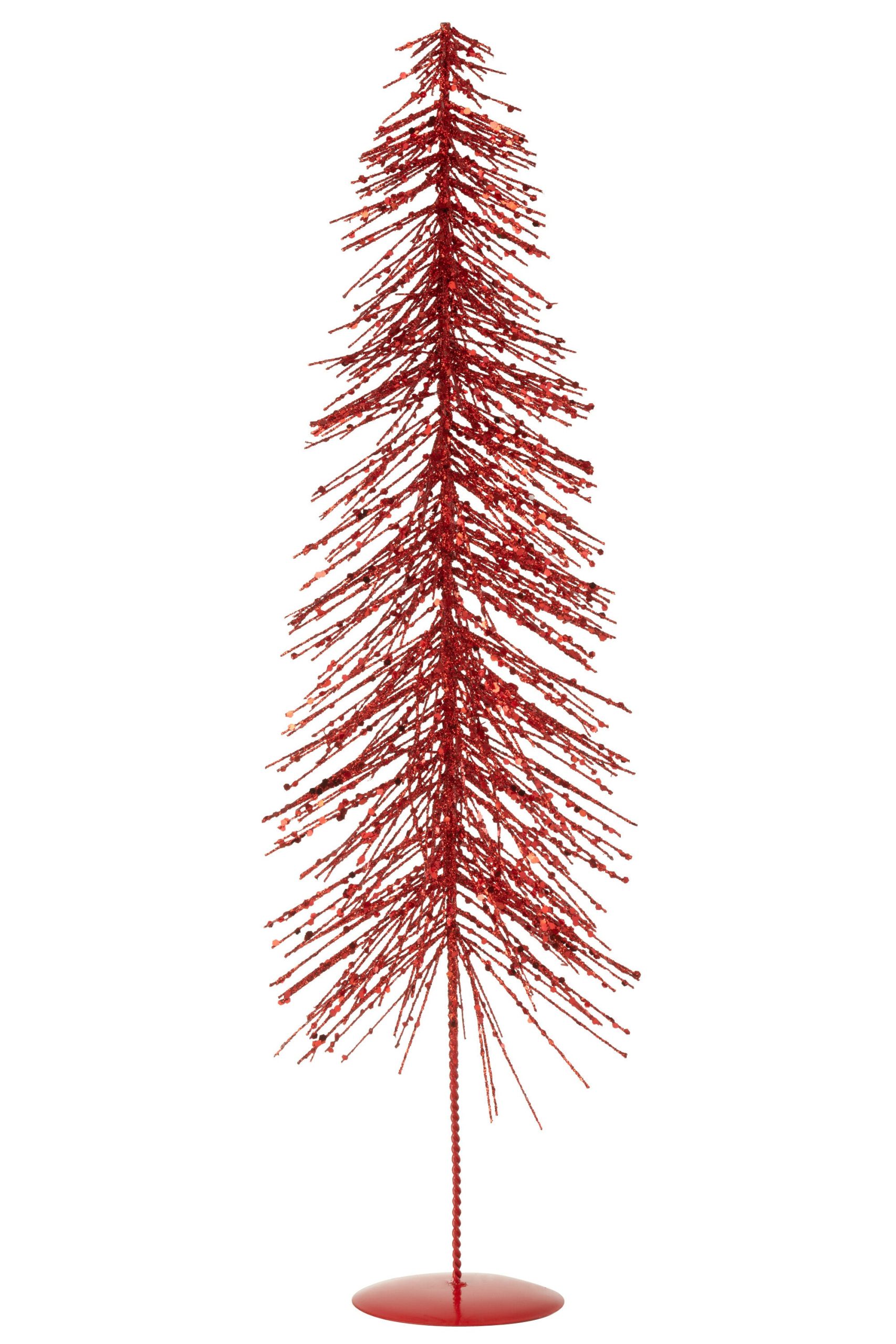 J-Line decoratie Kerstboom Glitters - kunststof - rood - large