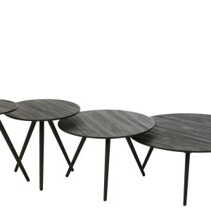 J-Line tafel Rond – hout – zwart – set van 4 J-Line tafel Rond – hout – zwart – set van 4