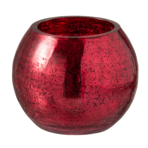 J-Line windlicht Bol Craquelé – glas – rood – small