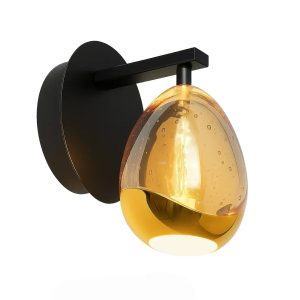 Highlight wandlamp Golden – 1 lichts – 18 x 14.8 cm – amber zwart