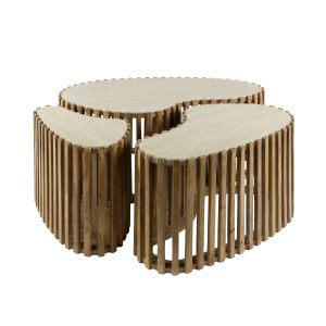 Giga Meubel Salontafel Nuovo – Travertin – Set Van 3 – 90x52x40cm