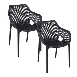 Garden Impressions tuinstoel Air XL design zwart – 2 stuks