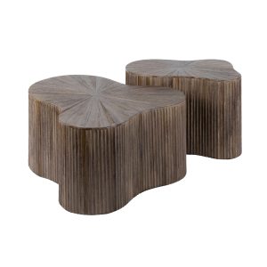 Giga Meubel Salontafel Maya – Donkerbruin Hout – Set van 2 – 77x60x38c