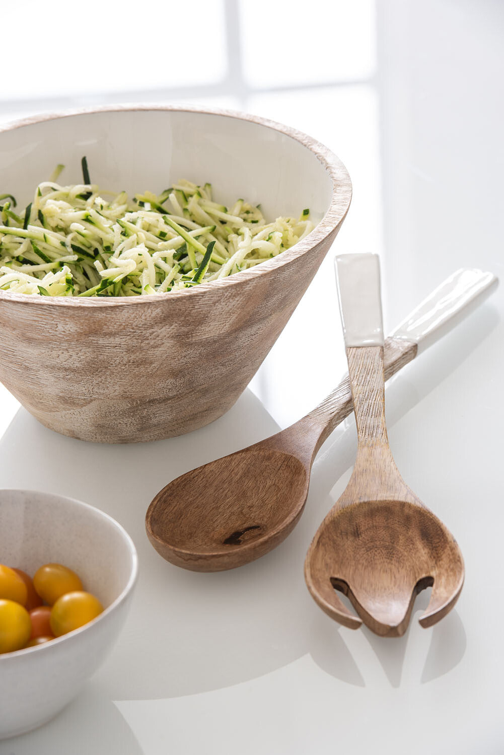 J-Line kom Mango - hout - wit - medium