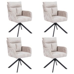 Home Deluxe ALUNA chenille eetkamerstoel met armleuningen – set van 4