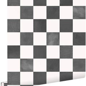 ESTAhome behang geblokt motief zwart wit – 53 cm x 10.05 m – 131285 ESTAhome behang geblokt motief zwart wit – 53 cm x 10.05 m – 131285