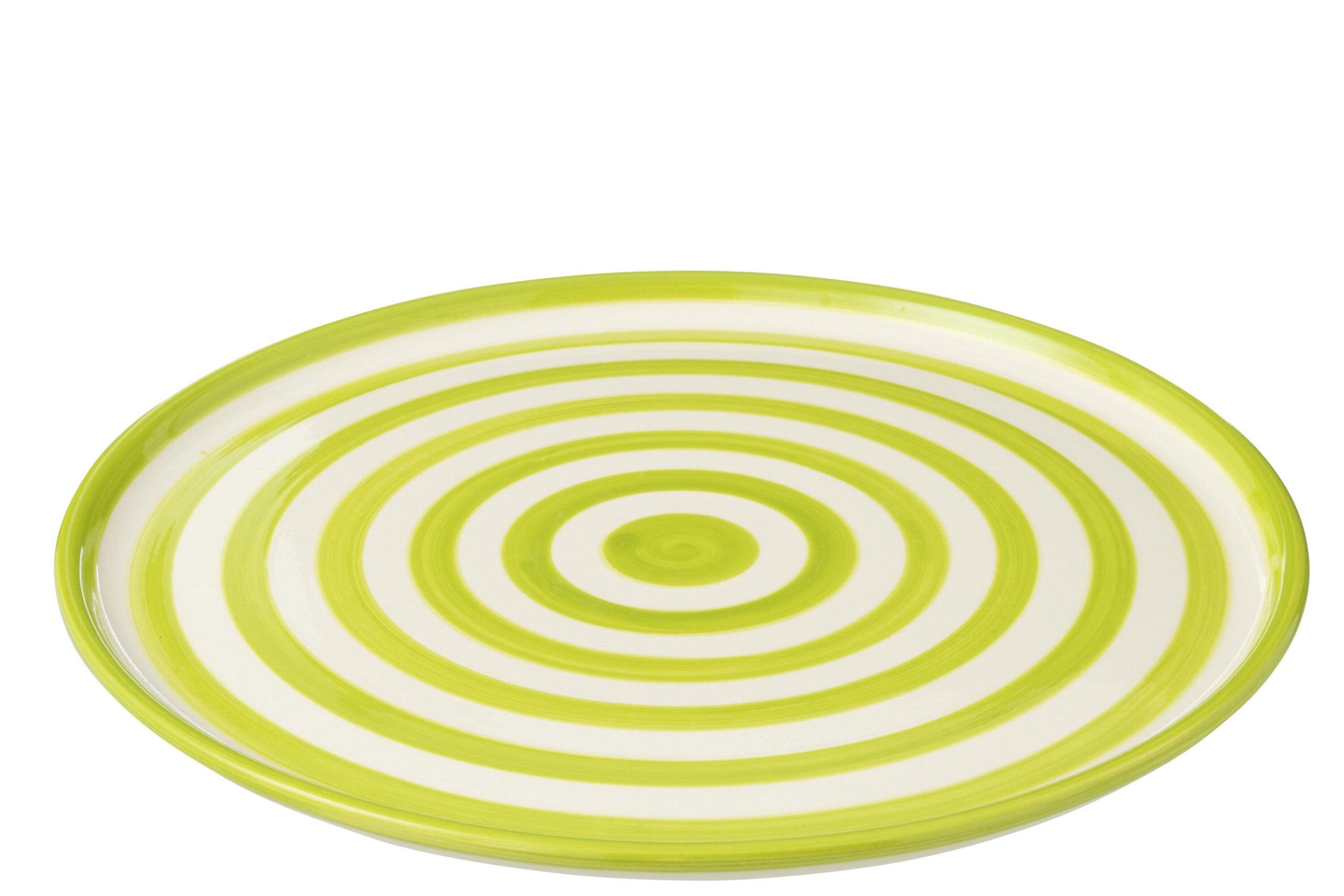 J-Line bord Granada Stripes - keramiek - wit/groen