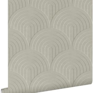 ESTAhome behang 3D-motief vergrijsd groen – 53 cm x 10.05 m – 131111