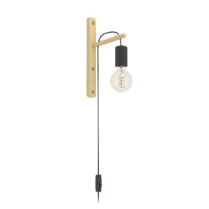 EGLO wandlamp Pockley – e27 – 29,5 cm – bruin/zwart EGLO wandlamp Pockley – e27 – 29,5 cm – bruin/zwart