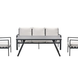 Sergio lounge-dining sofa set – 4-delig – carbon black – desert sand