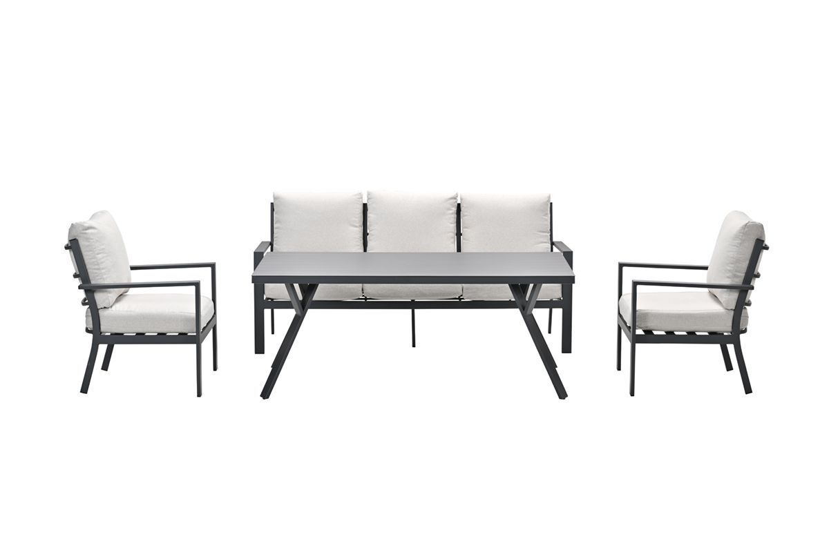 Sergio lounge-dining sofa set - 4-delig - carbon black - desert sand