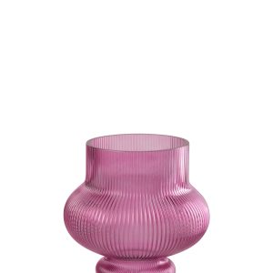 J-Line vaas Ada Geribbeld – glas – fuchsia – small