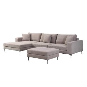 HOME DELUXE bank BELLANO beige L 340 x 188 x 94 cm – voetenbank: links