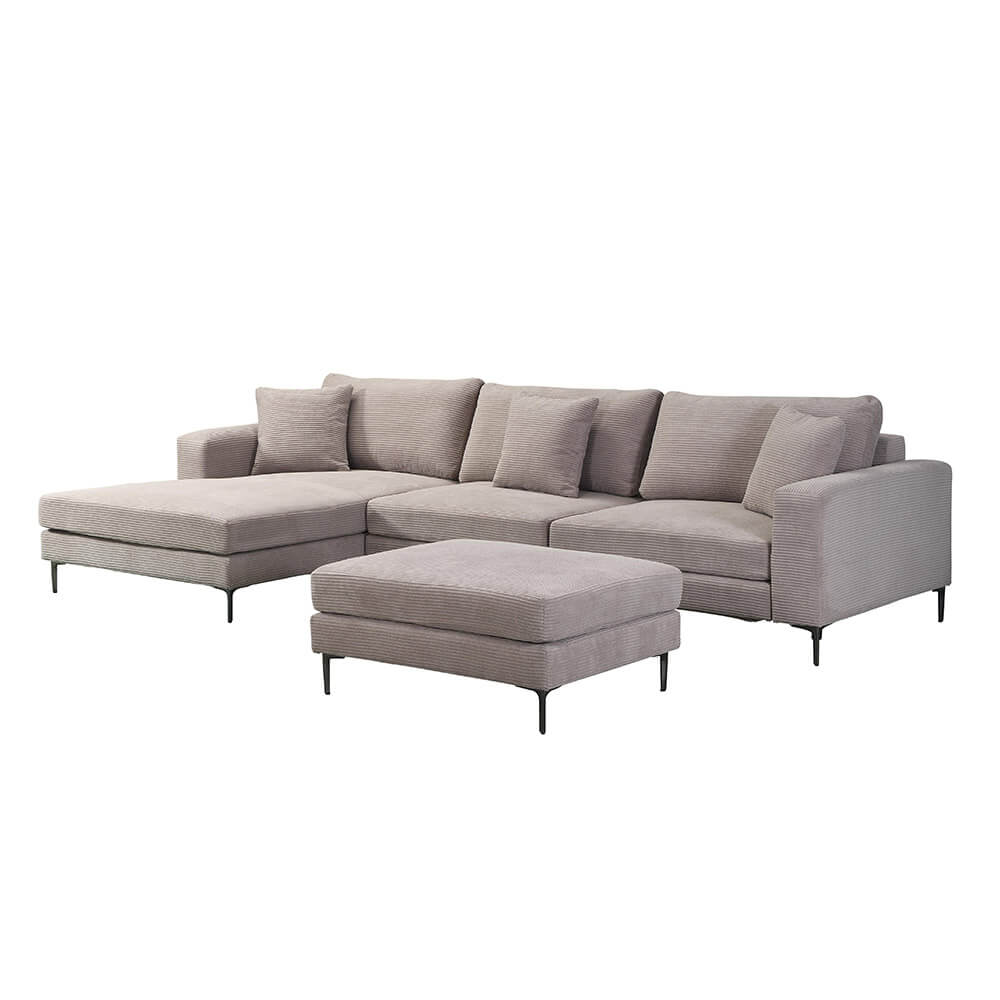 HOME DELUXE bank BELLANO beige L 340 x 188 x 94 cm - voetenbank: links