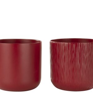 J-Line bloempot Gen – keramiek – rood – extra large – 2 stuks – Ø 20.5 J-Line bloempot Gen – keramiek – rood – extra large – 2 stuks – Ø 20.5