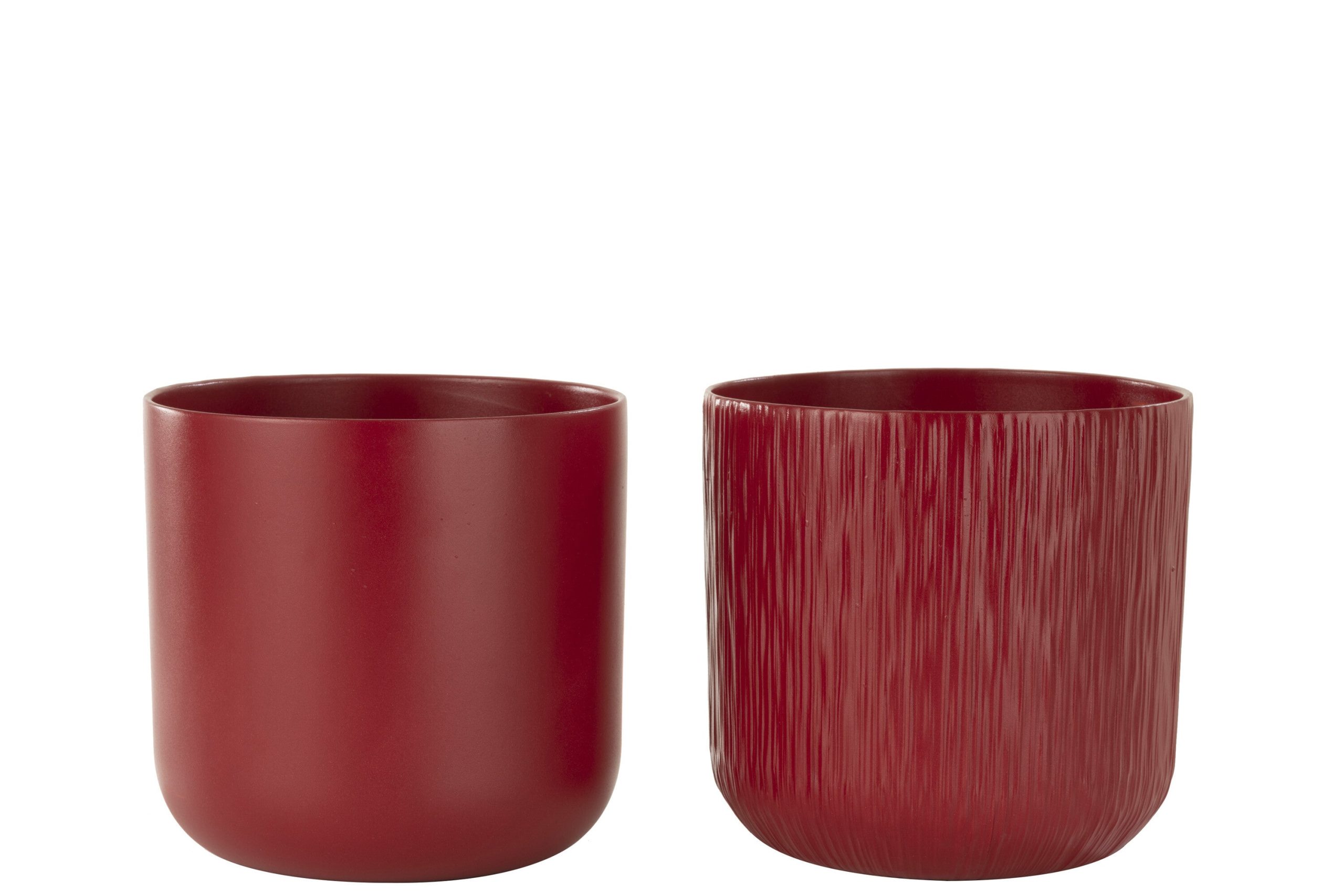 J-Line bloempot Gen - keramiek - rood - extra large - 2 stuks - Ø 20.5