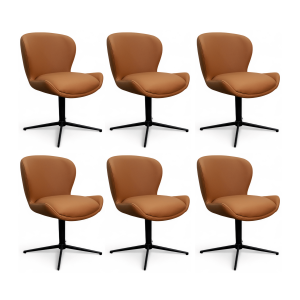 Furnhouse eetkamerstoel Nicklas – Cognacbruin – Leer – Set van 6