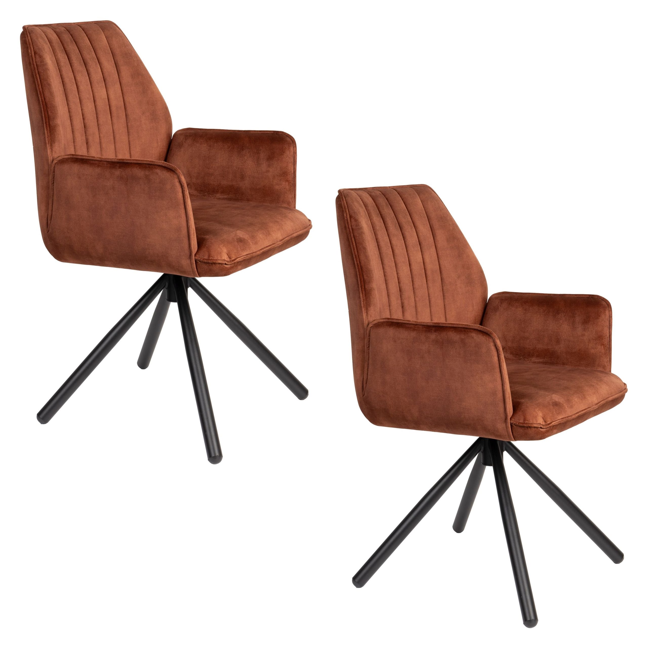 Housecraft Living Jamie Eetkamerstoelen Armleuning Rust/ Bruin - Set v