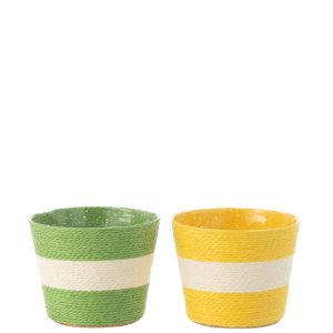 J-Line bloempot Touwtjes Streep – papier – geel/groen – small – 2 st. J-Line bloempot Touwtjes Streep – papier – geel/groen – small – 2 st.