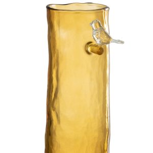 J-Line vaas Lang Vogel – glas – oker – small – 27 cm hoog