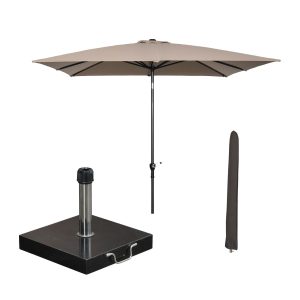 Garden Impressions stokparasol Lotus taupe 250×250 cm met Cosmo voet e