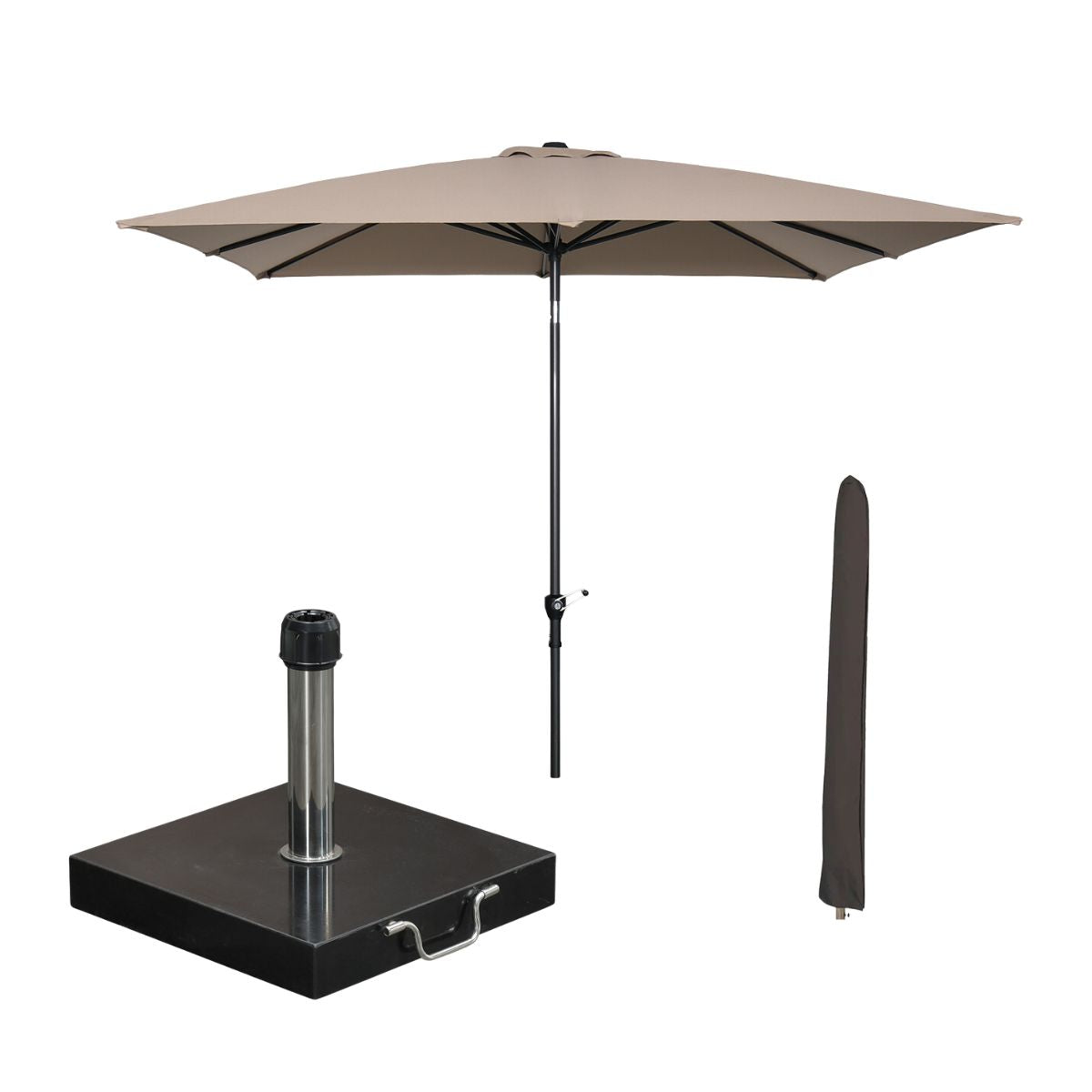 Garden Impressions stokparasol Lotus taupe 250x250 cm met Cosmo voet e