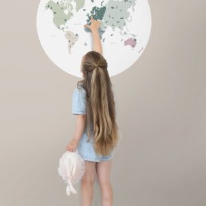 ESTAhome zelfklevende behangcirkel wereldkaart voor kinderen blauw Ø 7