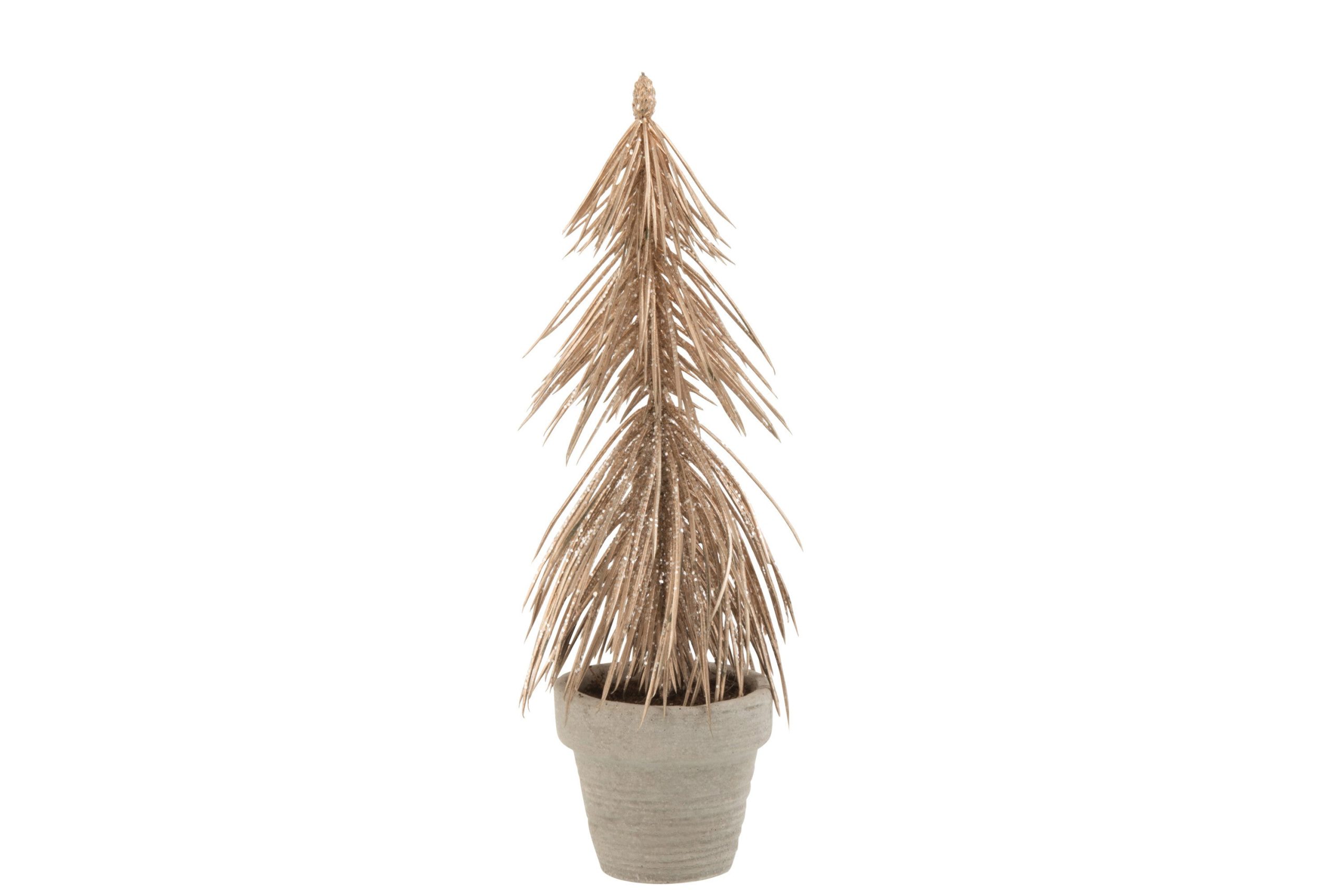 J-Line dennenboom In Pot Glitter - kunststof - champagne - 2 stuks
