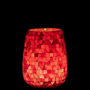 J-Line windlicht Mozaiek Driehoek – glas – rood/roze – medium J-Line windlicht Mozaiek Driehoek – glas – rood/roze – medium