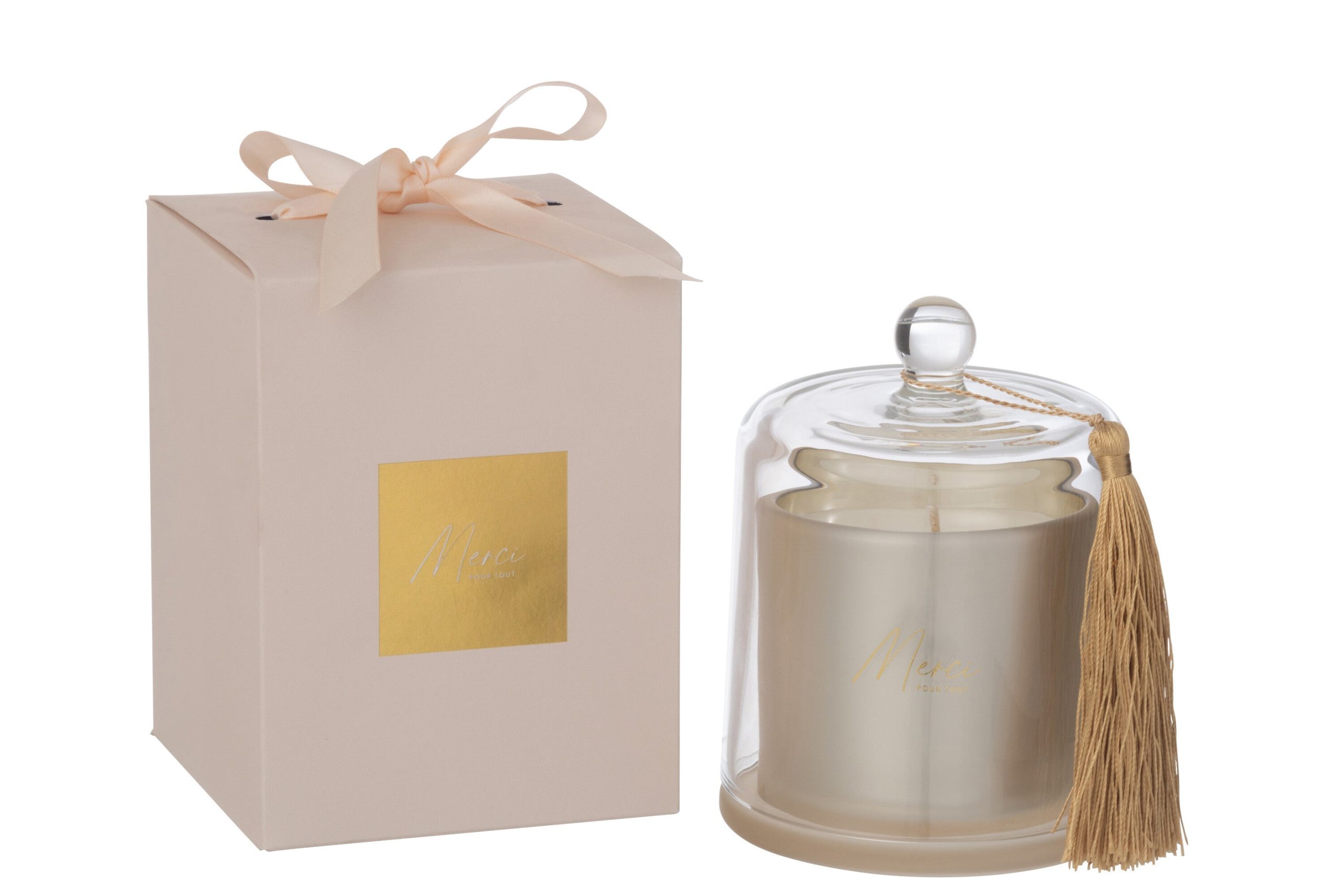 J-Line geurkaars Stolp Merci - Elderflower - glas - beige - large - 45