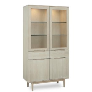 Furnhouse vitrinekast Kerteminde – Witte olie – MDF, Eikenfineer, Glas Furnhouse vitrinekast Kerteminde – Witte olie – MDF, Eikenfineer, Glas