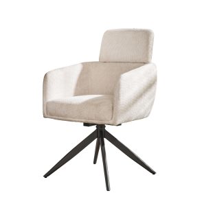 Giga Meubel Eetkamerstoel Headrest Gritt – Wit Stof – Set van 2 Giga Meubel Eetkamerstoel Headrest Gritt – Wit Stof – Set van 2