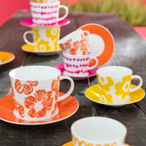 J-Line kop + schoteltje – keramiek – mix – small – 4 stuks