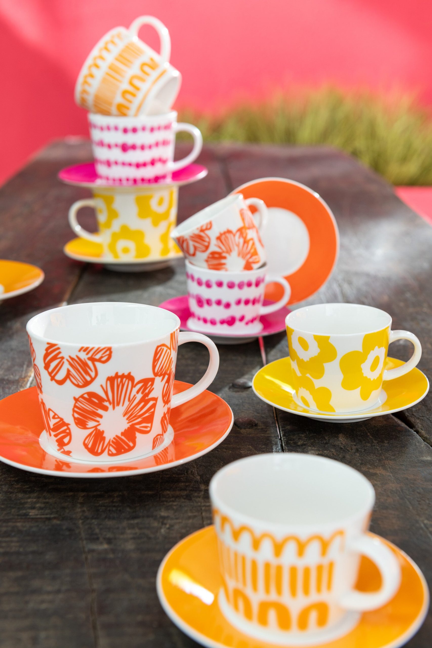 J-Line kop + schoteltje - keramiek - mix - small - 4 stuks