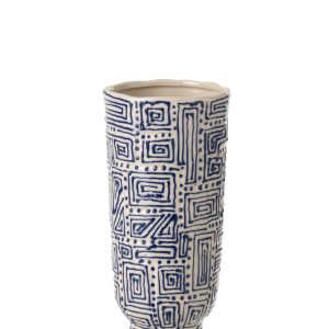 J-Line vaas Patroon – keramiek – wit/blauw – small