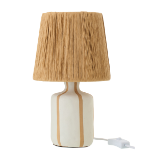 J-Line tafellamp Gestreept – keramiek – naturel/wit – small