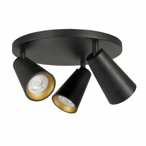 Highlight spot Petunia – 3 lichts – 25 x 13 cm – zwart – goud
