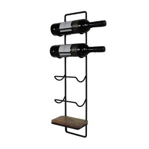 HSM Collection Wijnrek Mandoline – wand – 4 flessen – zwart