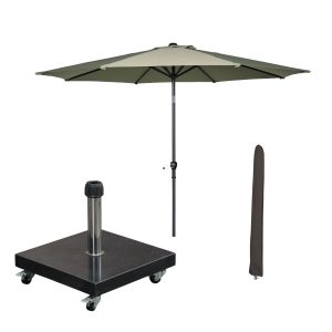 Garden Impressions stokparasol Lotus olijf Ø300 cm met Eureka voet en