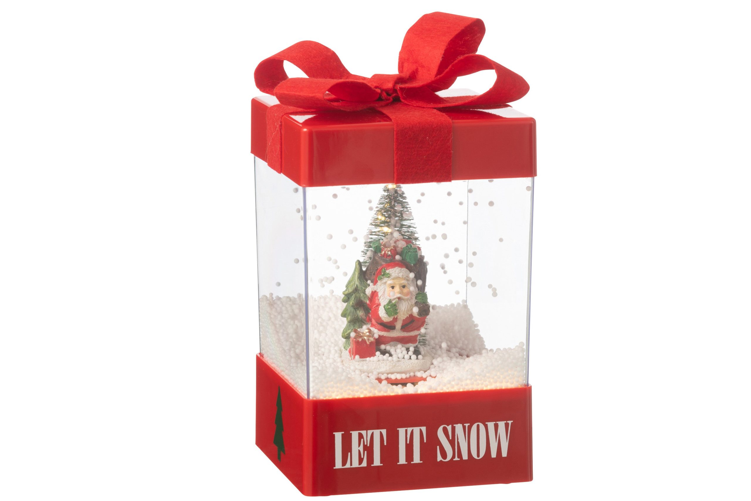 J-Line decoratie Sneeuwbol Geschenkdoos - polyresin - mix - LED lichtj