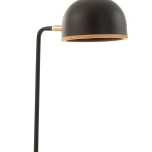 J-Line tafellamp Evy – ijzer/hout – zwart/naturel