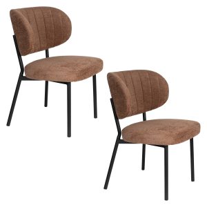Housecraft Living Sanne Eetkamerstoelen Oranje Grijs – Set van 2
