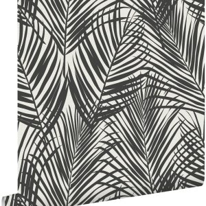 ESTAhome behang palmbladeren zwart en wit – 53 cm x 10.05 m – 139008 ESTAhome behang palmbladeren zwart en wit – 53 cm x 10.05 m – 139008