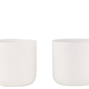 J-Line bloempot Gen – keramiek – wit – extra large – 2 stuks – Ø 21 cm J-Line bloempot Gen – keramiek – wit – extra large – 2 stuks – Ø 21 cm