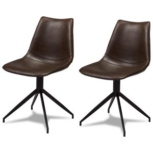Furnhouse eetkamerstoel Isabel – Donkerbruin – Kunstleer – Set van 2